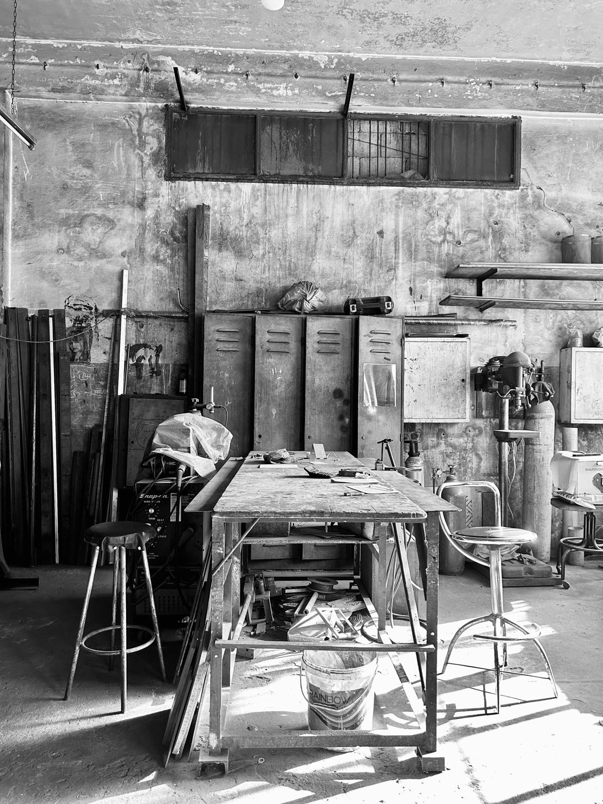 Workshop bench and tools
